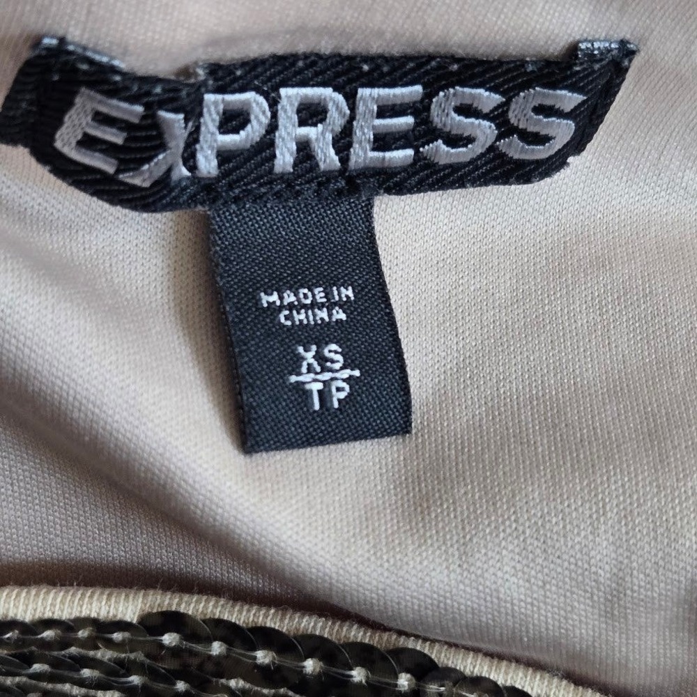 Express Womens Mini Skirt Sequin Pima Cotton Gold Party Night Out XS - Picture 7 of 7